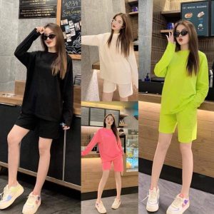 Đồ bộ nữ mặc nhà chất liệu vải thun Cotton 100%, dài tay 3 size, 45-80kg vừa, PAD - Giá Chỉ ₫160.000