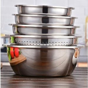 Bộ 5 Hình Tròn Đồ Gia Dụng Chậu Rửa Bát Nhà Bếp Inox Cao Cấp