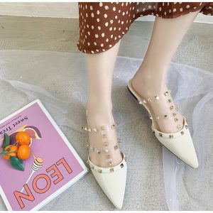 Dép Kín Mũi Dây Đinh A140 / Giầy Hở Gót Xinh Hàn Quốc / Dép Bệt Đính Đinh - Giá Chỉ ₫343.505