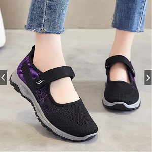 Giày trung niên và cao tuổi thoải mái, Giày đi bộ chống trơn trượt Velcro giày đi bộ cho người già