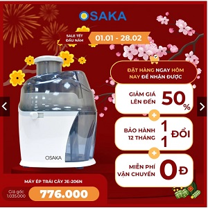 Máy ép trái cây OSAKA, không cần tách hạt, ép nguyên trái, ép vắt rất khô