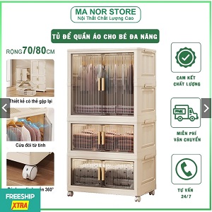 Tủ Quần Áo MA NOR Cho Bé Tiện Lợi, Kệ Đựng Đồ Đa Năng Cho Trẻ, Không Cần Lắp Đặt, Cửa Đôi Có Nam Châm,Có Bánh Xe