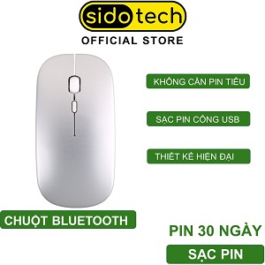 Chuột không dây Bluetooth tự sạc pin SIDOTECH M1P không tiếng click sạc 1 lần dùng 1 tuần cho Laptop macbook PC Tivi