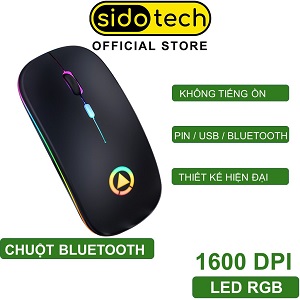 Chuột không dây Bluetooth sạc pin SIDOTECH M1S không tiếng ồn / LED RGB / Laptop macbook PC Tivi [TẶNG KÈM 2 PIN AA]