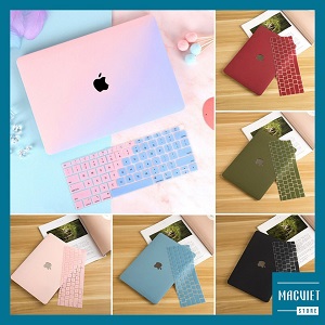 [8 Màu] Combo 5 In 1 Ốp Macbook, Phủ Phím Cùng Màu (Tặng Nút Chống Bụi, Kẹp Chống Gẫy Sạc)