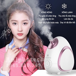 Máy Xông Hơi Mặt Nóng Lạnh Thông Minh MKS Thế Hệ Mới 2021-6 chế độ xông, xông nano ion kháng khuẩn, Vòi phun xoay 360 độ