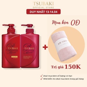 [Mã FMCGMALL giảm 8% Tối đa 80K đơn 250K] Bộ đôi gội xả Dưỡng tóc bóng mượt Premium Moist Tsubaki (490ml/chai)