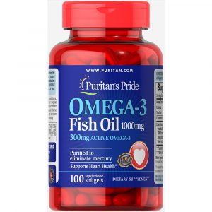 Dầu cá đẹp da, dinh dưỡng cho tim mạch, thị lực, hỗ trợ người tiểu đường Puritan's Pride Omega 3 Fish oil 1000 mg 100v