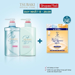 Bộ đôi gội xả Sạch Dầu Mát Lạnh Tsubaki Premium Cool Set (490ml/chai)