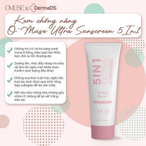 [Mã FMCGMALL giảm 8% tối đa 80K đơn 250K] Kem chống nắng cho da mặt O'muse Ultra Sunscreen 5IN1 Face SPF 50 PA+++ 50ml