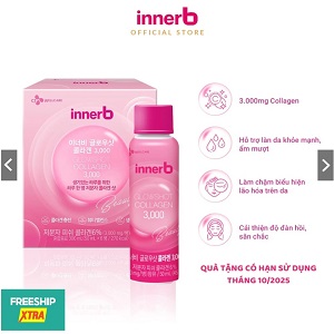 Hộp 6 chai nước uống Collagen Vitamin C sáng da InnerB Glowshot (50mlx6)