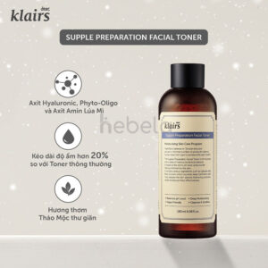 Nước Hoa Hồng Bảo vệ Da, Dưỡng Ẩm Dear Klairs Supple Preparation Facial Toner 180ml