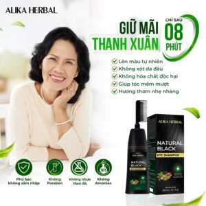 Dầu Gội Phủ Bạc Màu Đen Alika Natural Black Hair Dye Shampoo